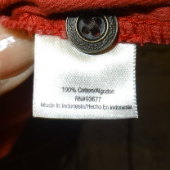 St. John's Bay Long Sleeve Red Corduroy Button Down V-Neck Shirt - Picture 5 of 6